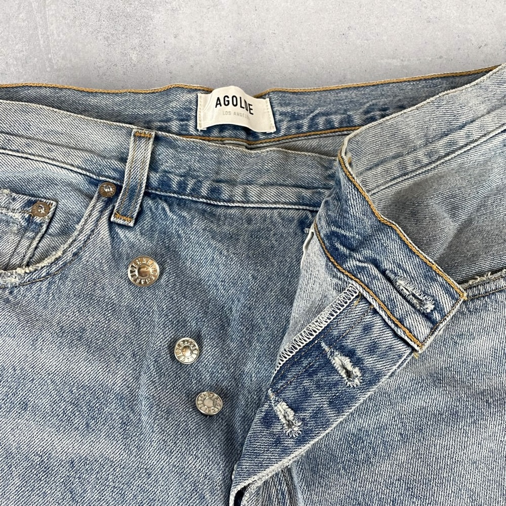 Agolde Criss Cross Jeans Size 30 (32x30) Light Wash Straight Leg Button Fly E274